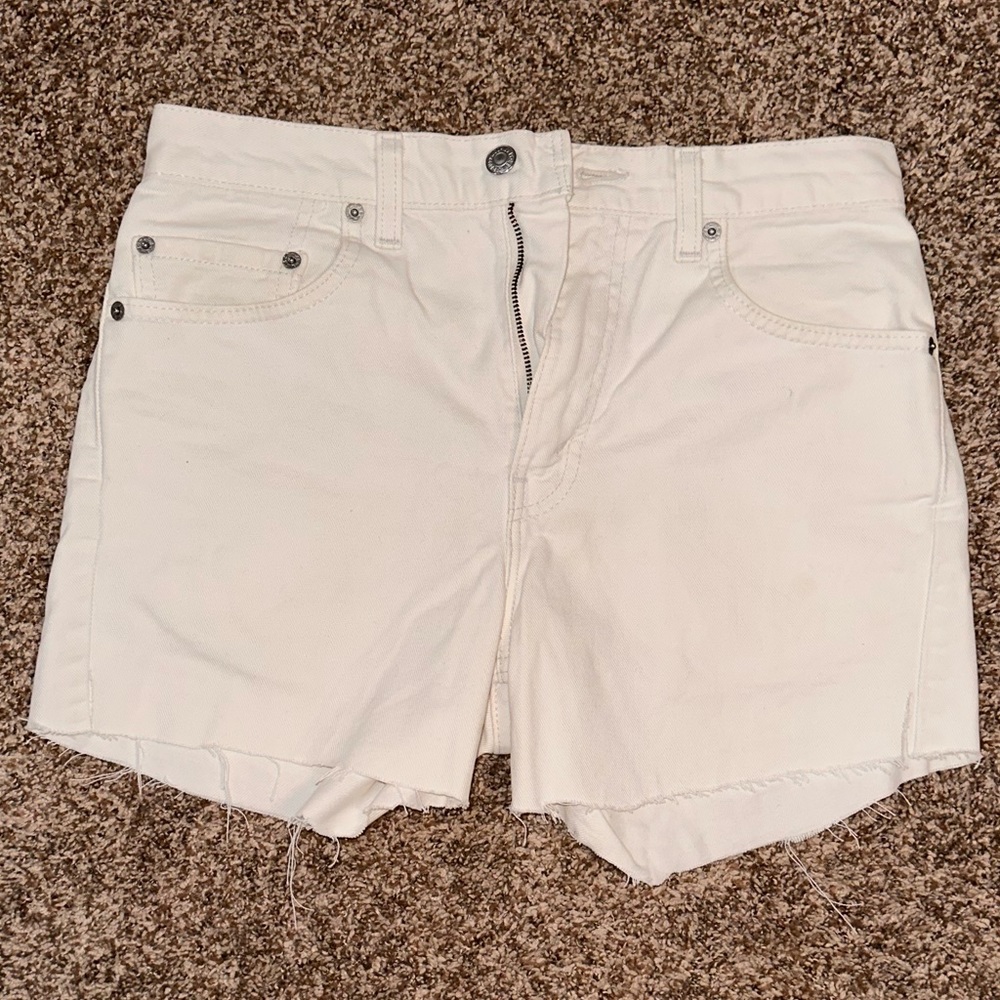 White Levi denim shorts